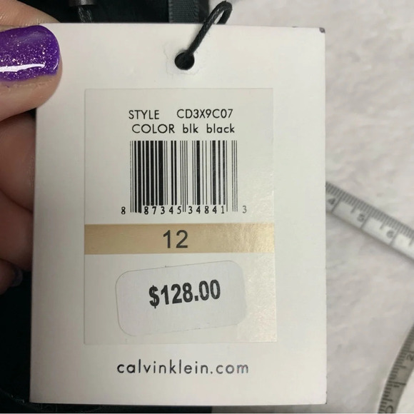 Calvin Klein NWT size 12 black dress tulip hem hidden back zipper gorgeous - Picture 7 of 8